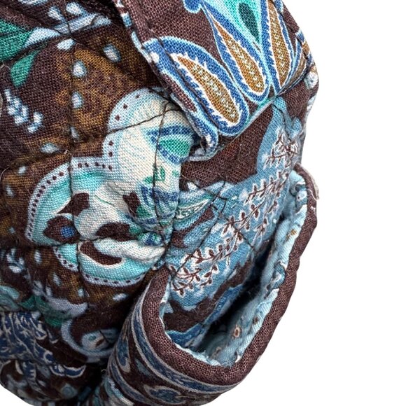 Vera Bradley Maggie Quilted Vintage Shoulder Bag Purse Java Blue Print - Picture 5 of 6